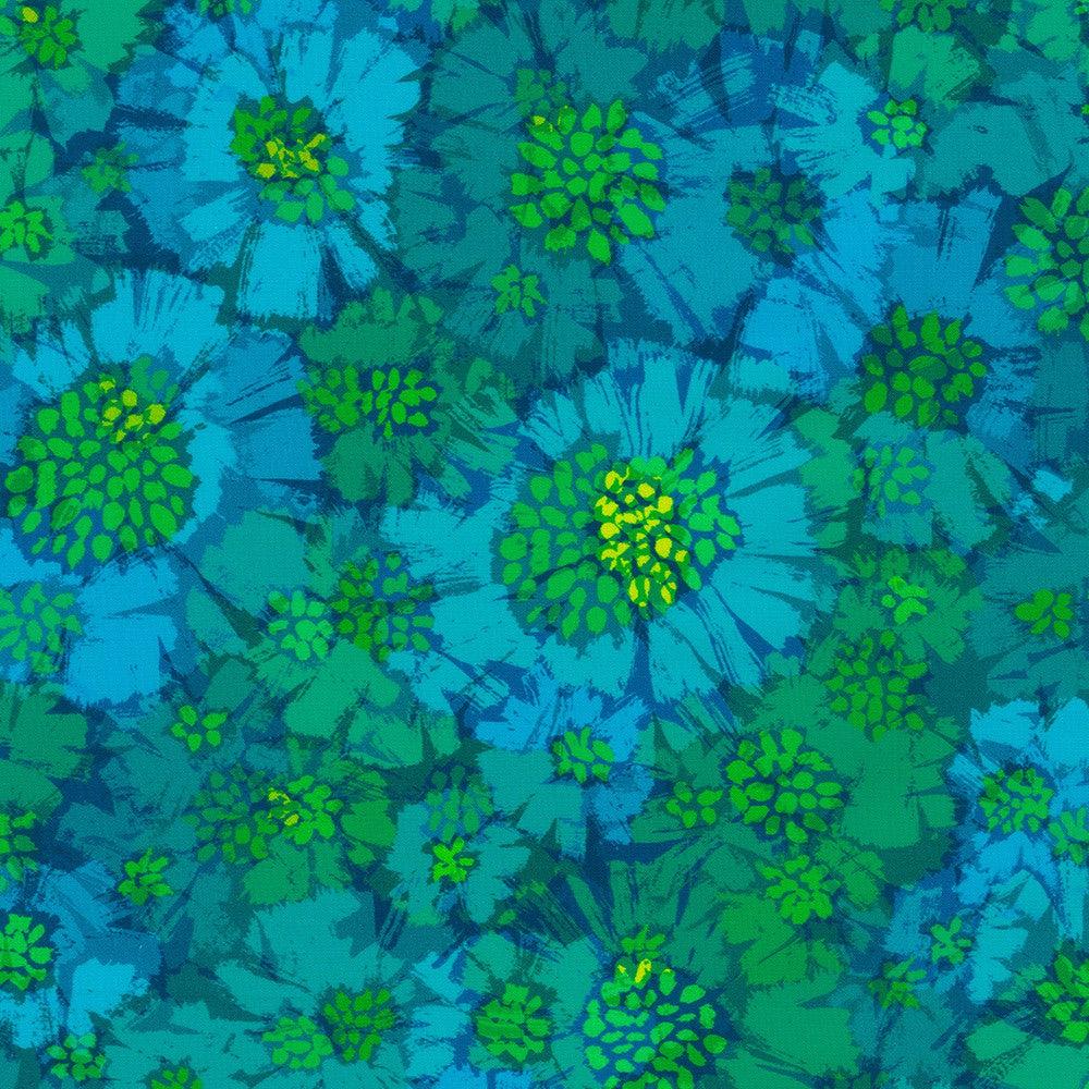 Wishwell Color Wheel Teal Floral Fabric