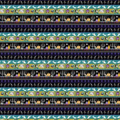 Witch's Night Out Multi Border Stripe Fabric