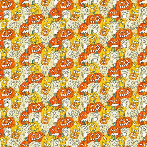 Witch's Night Out Orange Packed Pumpkins Fabric