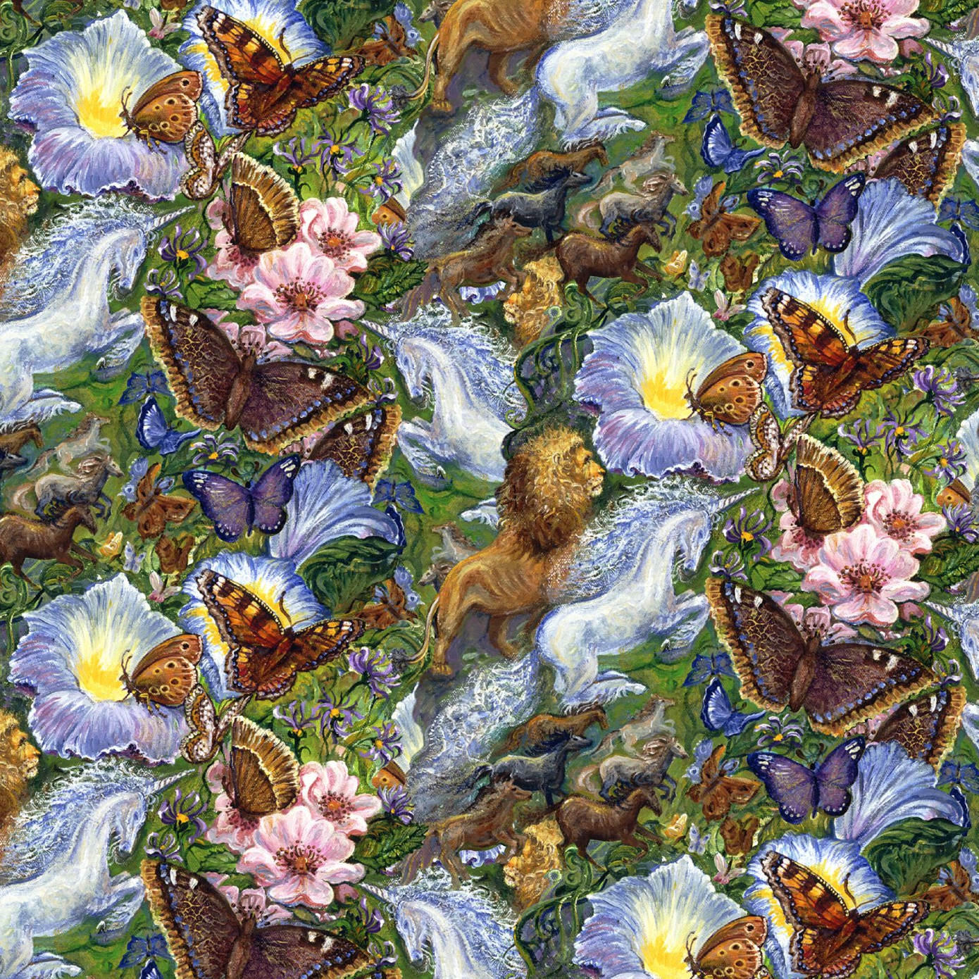 World of Wonder Green Floral Dream Fabric-3 Wishes Fabric-My Favorite Quilt Store