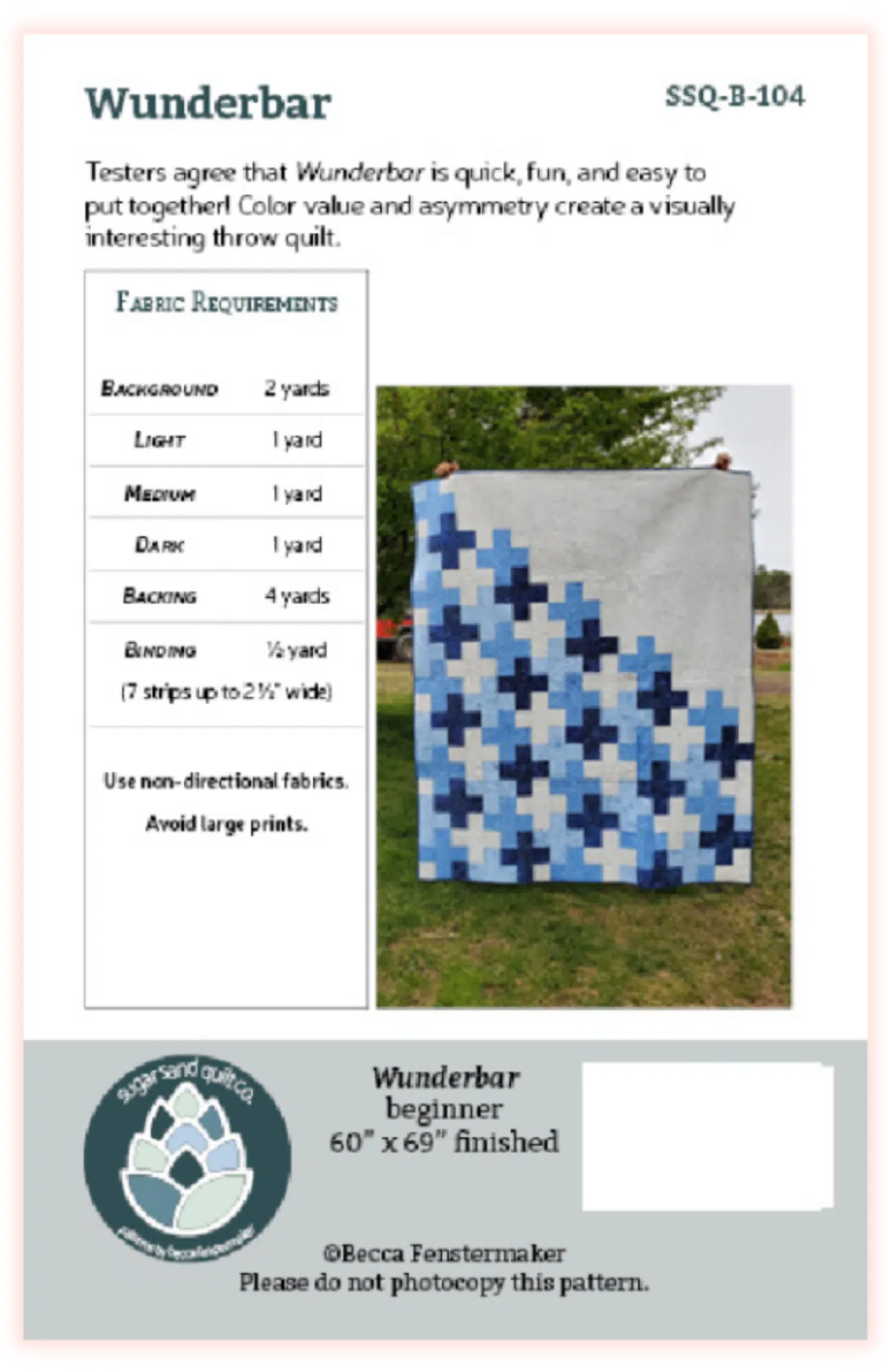 Wunderbar Quilt Pattern-Sugar Sand Quilt Co-My Favorite Quilt Store