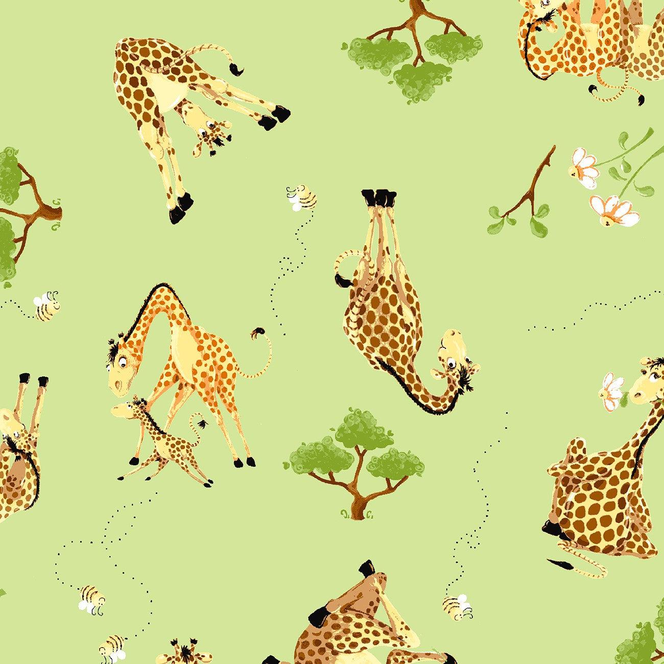 Zoe the Giraffe Green Allover Fabric