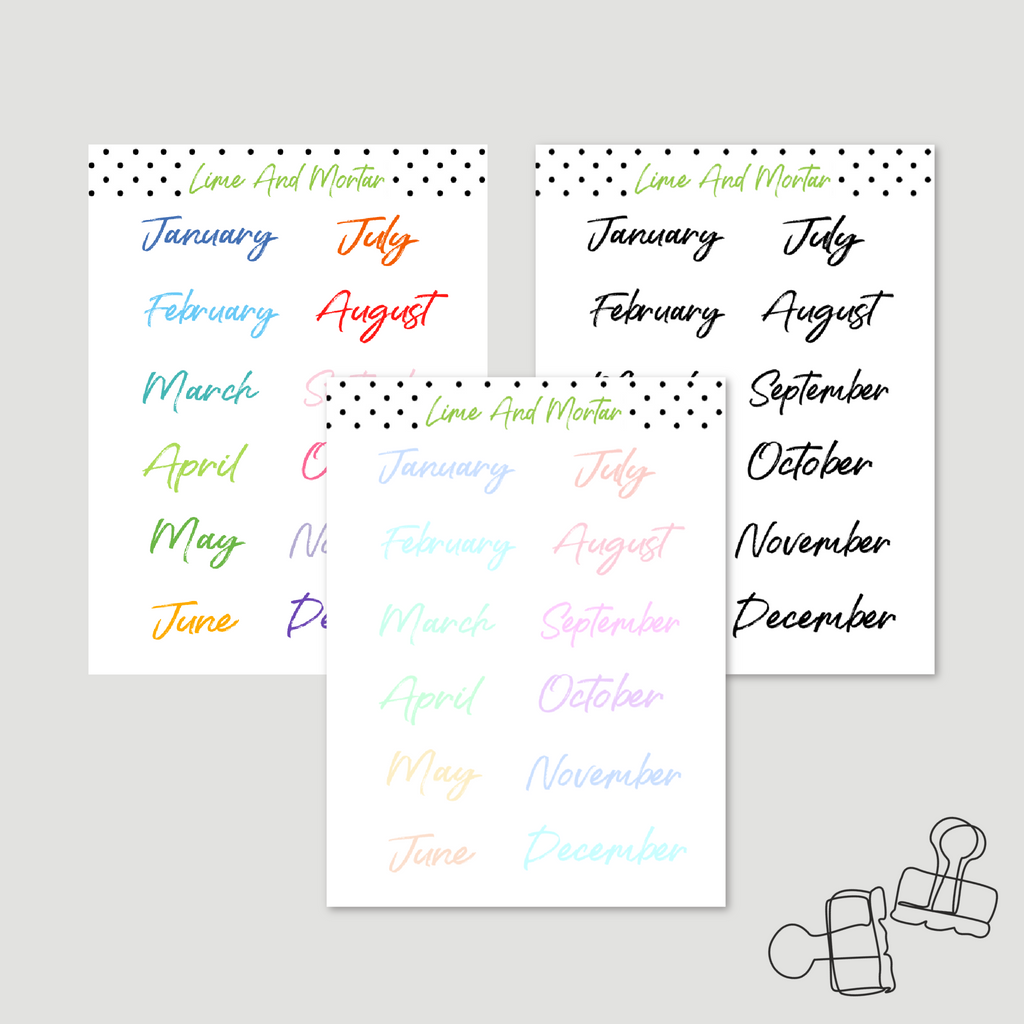 Lime Mini Weeks Monthly Tab Stickers – Lime And Mortar