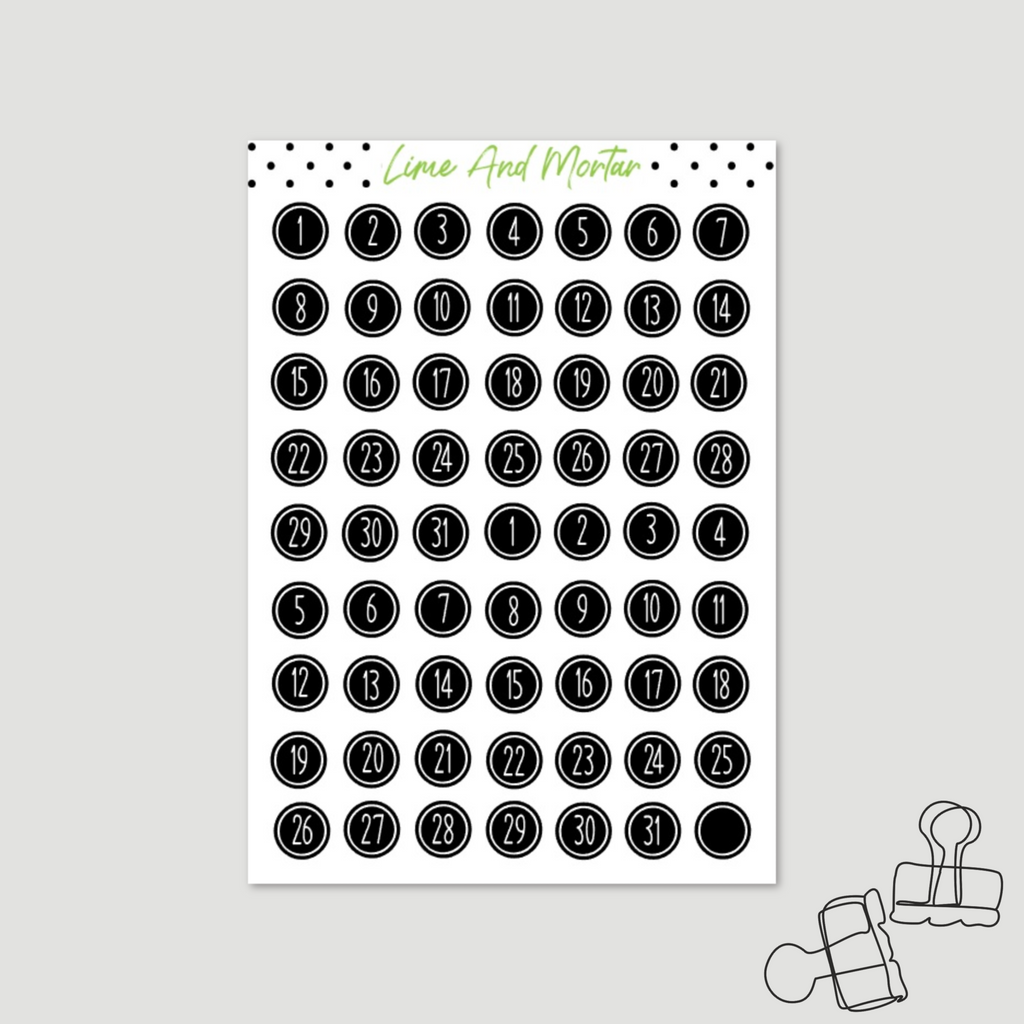 Color Choice Tiny Date Stickers Countdown Stickers Small Number Stickers  Calendar Stickers Monthly View Stickers Date Dots -  Sweden