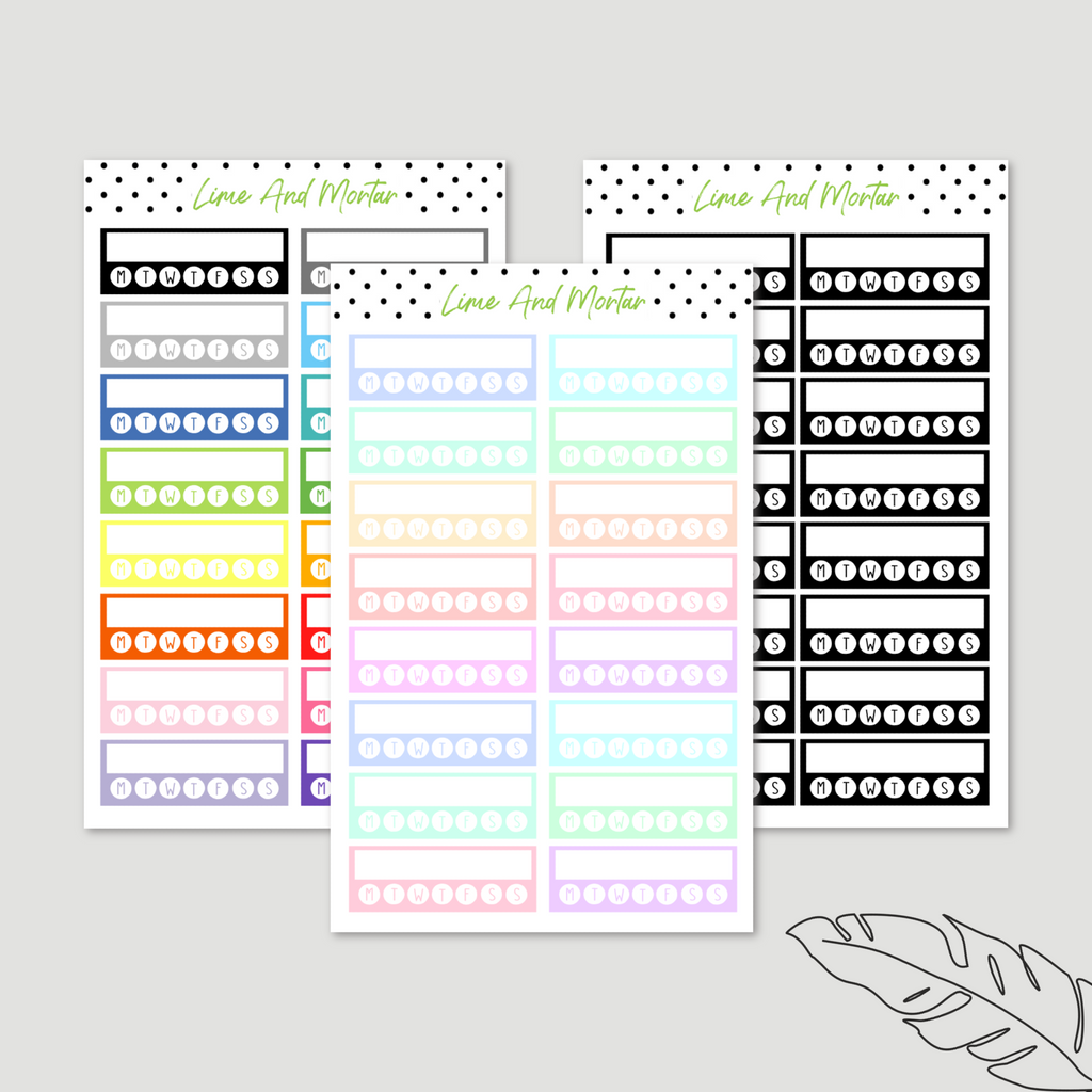 5 Row Weekly Habit Tracker Stickers - Monochrome – Stickers by AshleyK