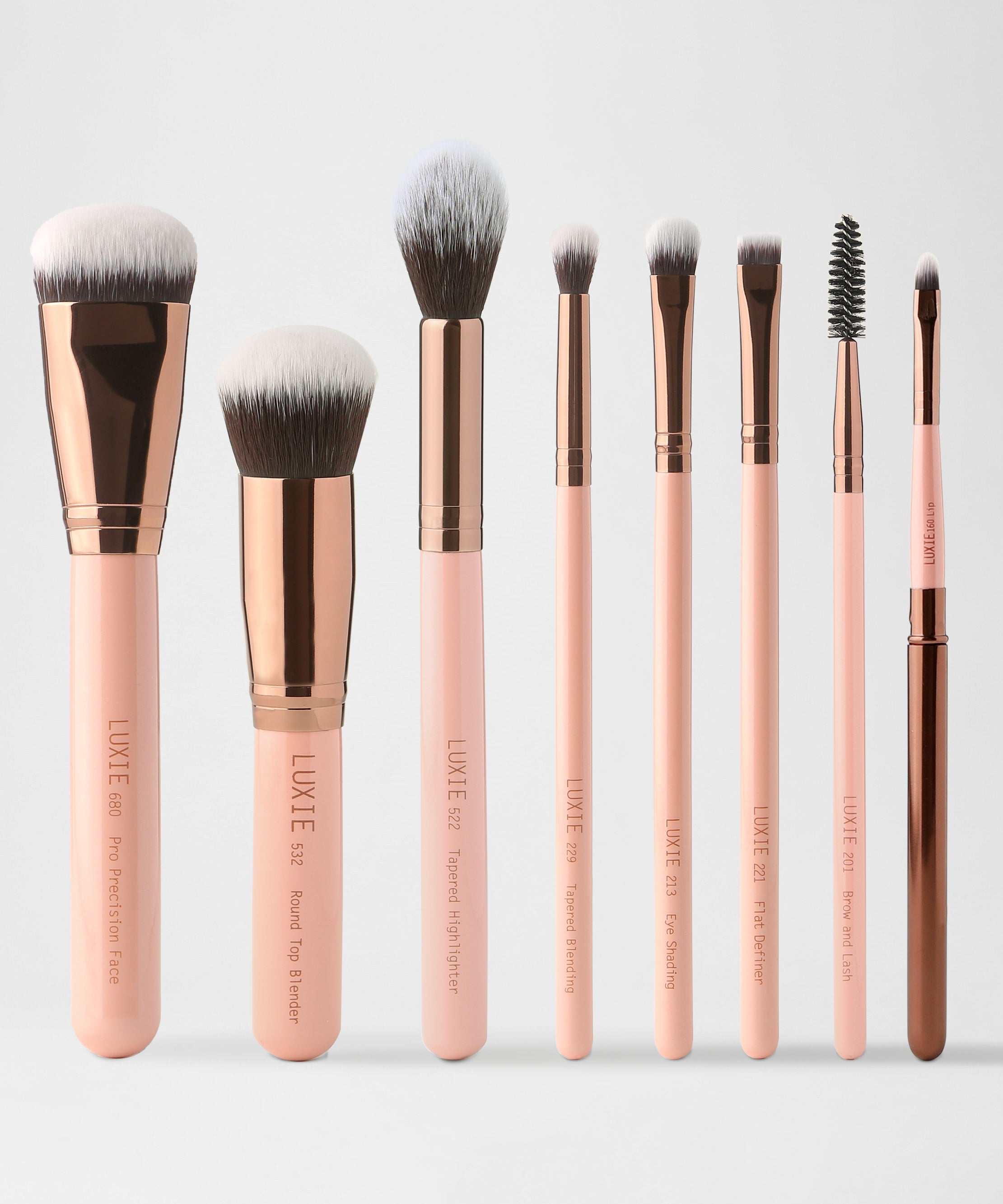 LUXIE Complete Face Brush Set - Rose Gold | LuxieBeauty
