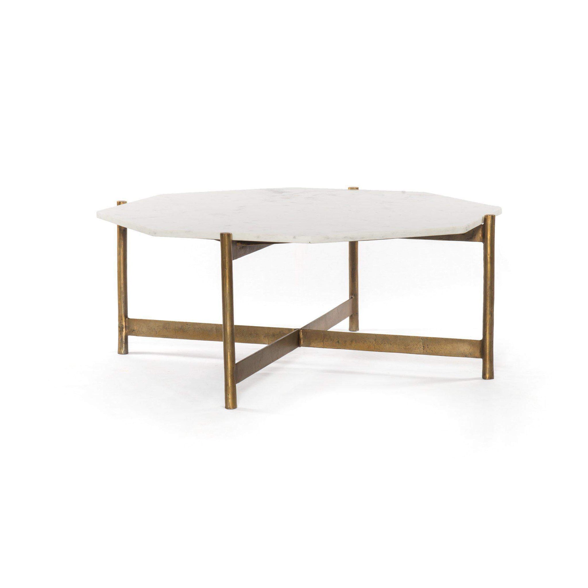 Adair Marble Coffee Table Brass Marlow Collection