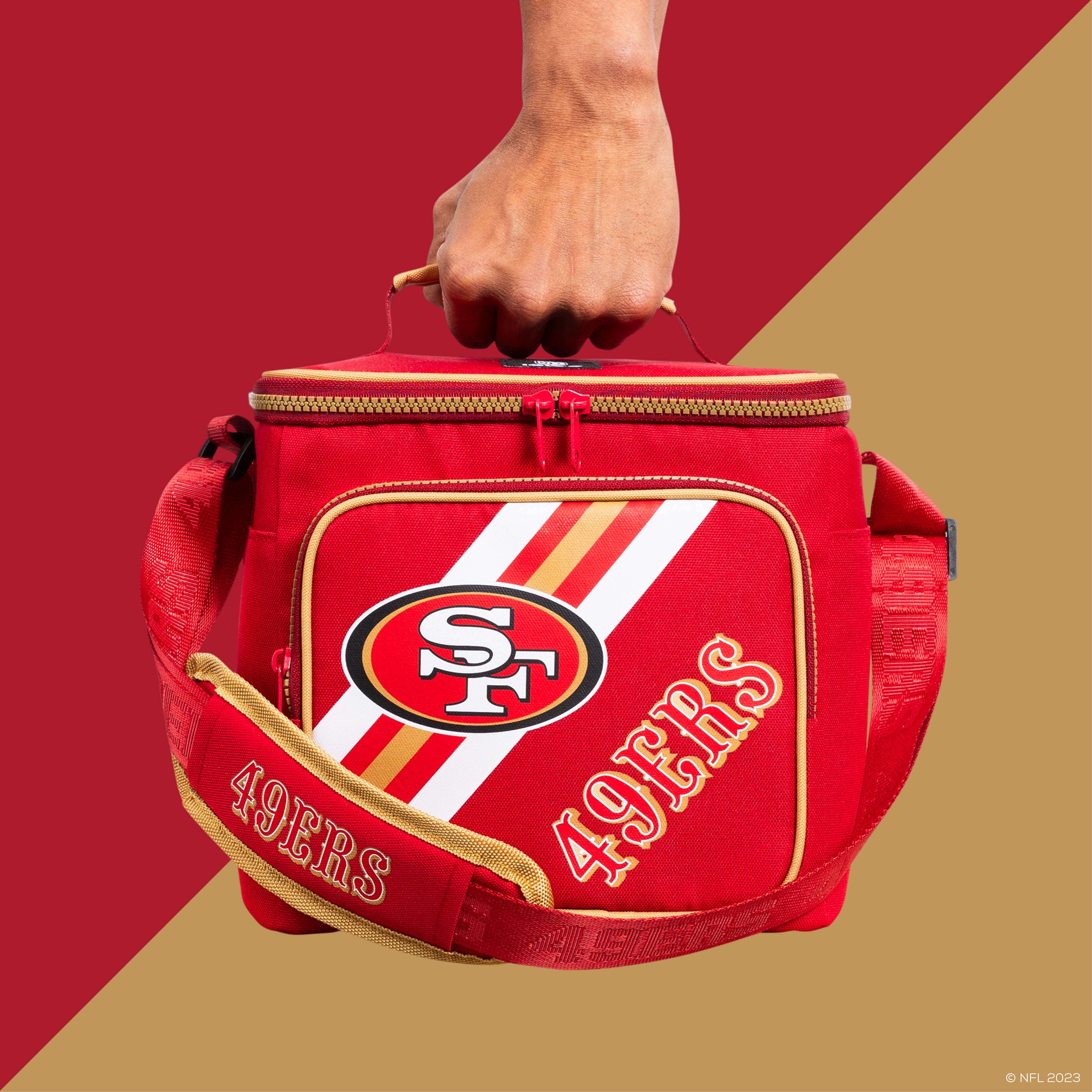 San Francisco 49ers Square Lunch Cooler Bag- Front View