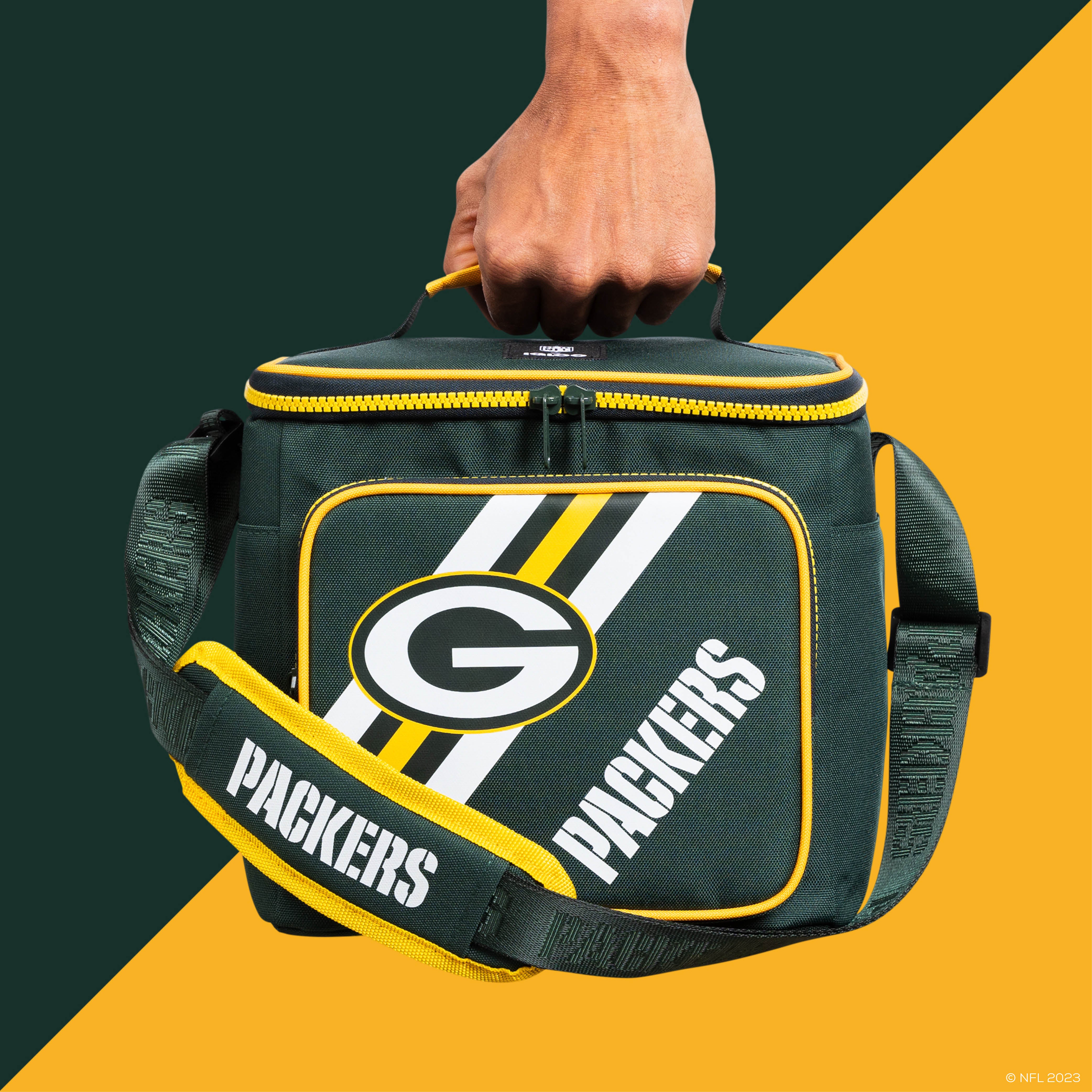 Green Bay Packers Square Lunch Cooler Bag- Front View