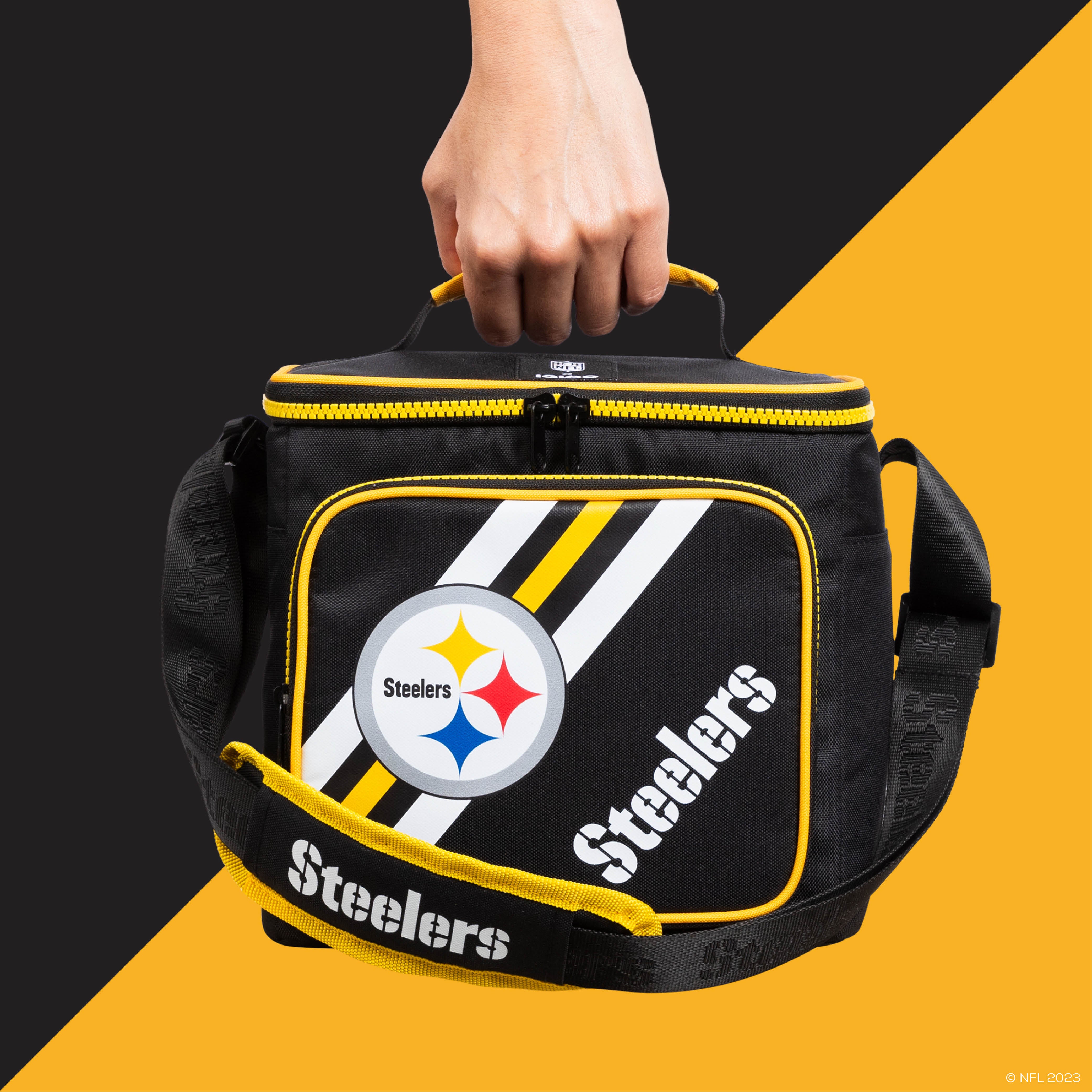 Pittsburgh Steelers Square Lunch Cooler Bag- Front View