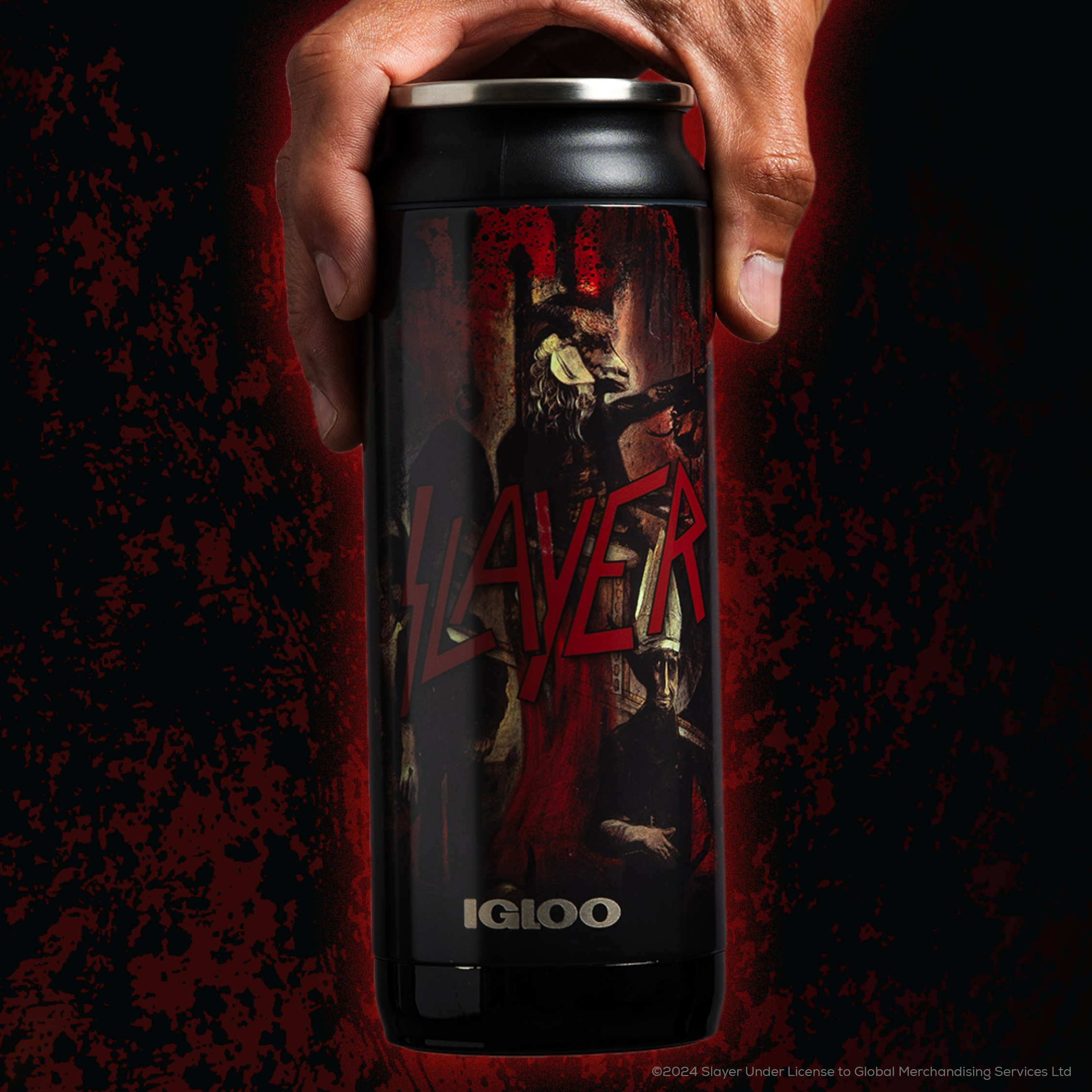 Slayer Reign in Blood 16 Oz Can- Front 