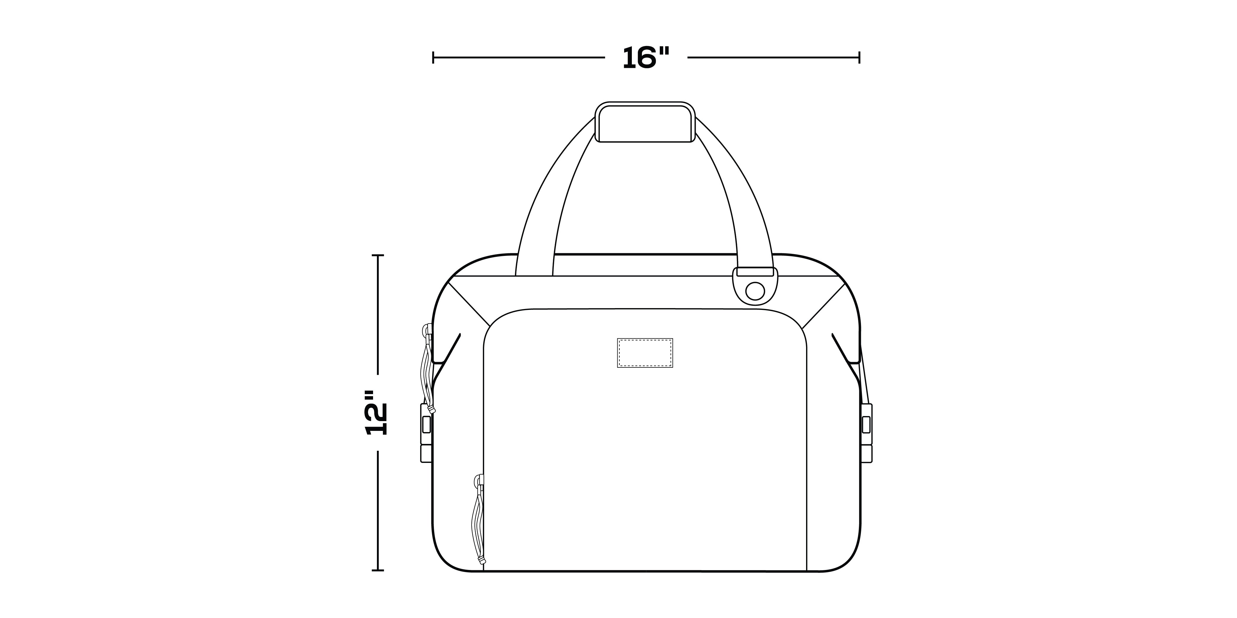 Snapdown 36-Can Tote Bag dimensions