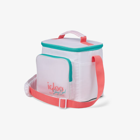 Built Icehouse Gel Cube Insulating Lunch Bag in Ice Blue and Living Coral
