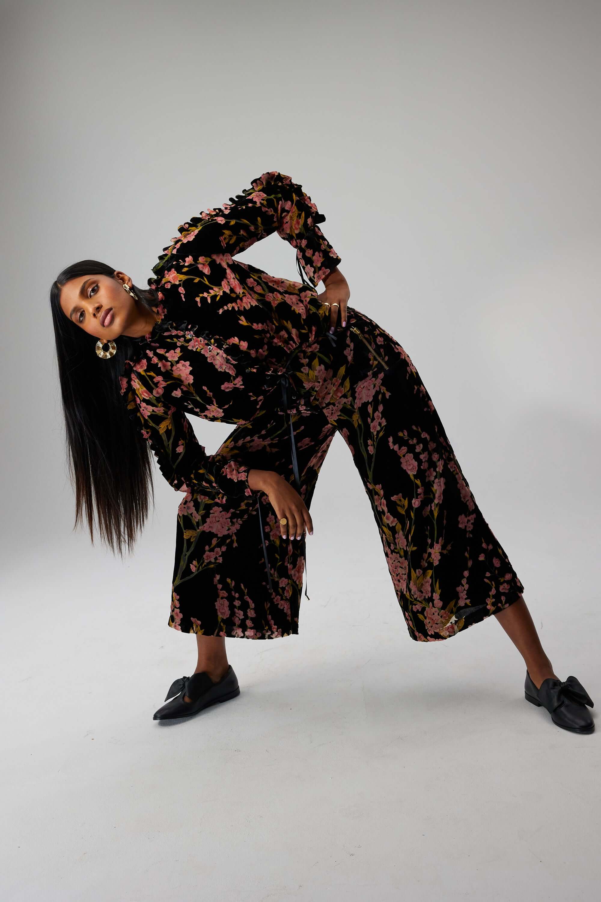 Gil jumpsuit in velvet Blossom