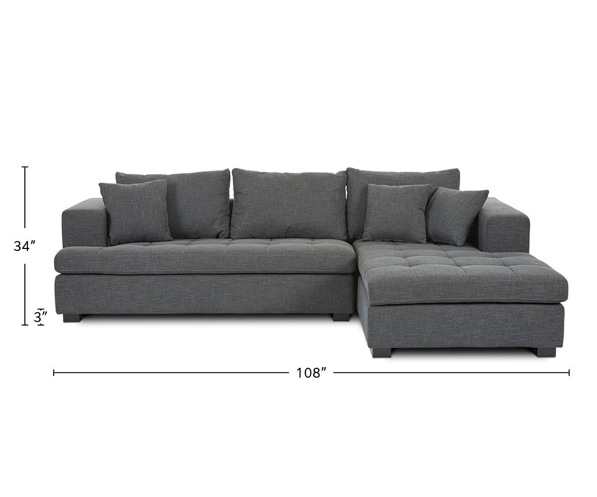 Mirak Left Chaise Seated Sectional dimensions