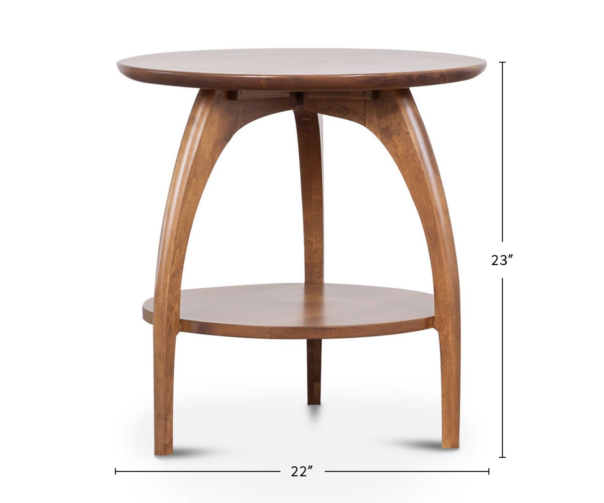 Wood Castle Tibro End Table Round dimensions