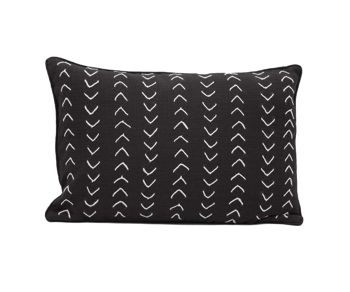 Gamta Herringbone Stitch Lumbar Pillow Cover - Black