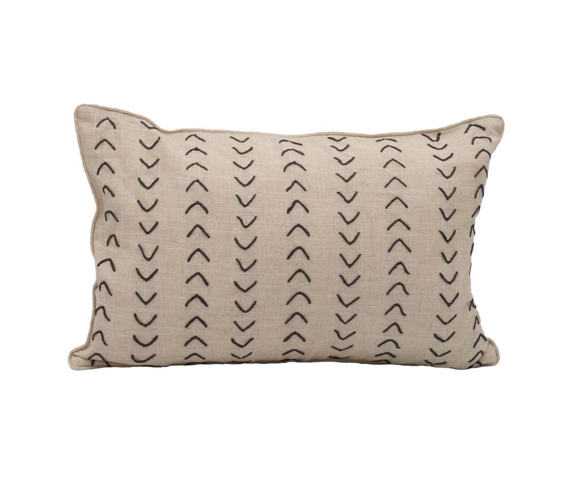 Gamta Herringbone Stitch Lumbar Pillow Cover - White