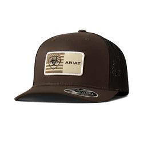 Ariat Brown/Black FlexFit 110 Ballcap with Tan American Flag Ariat Patch