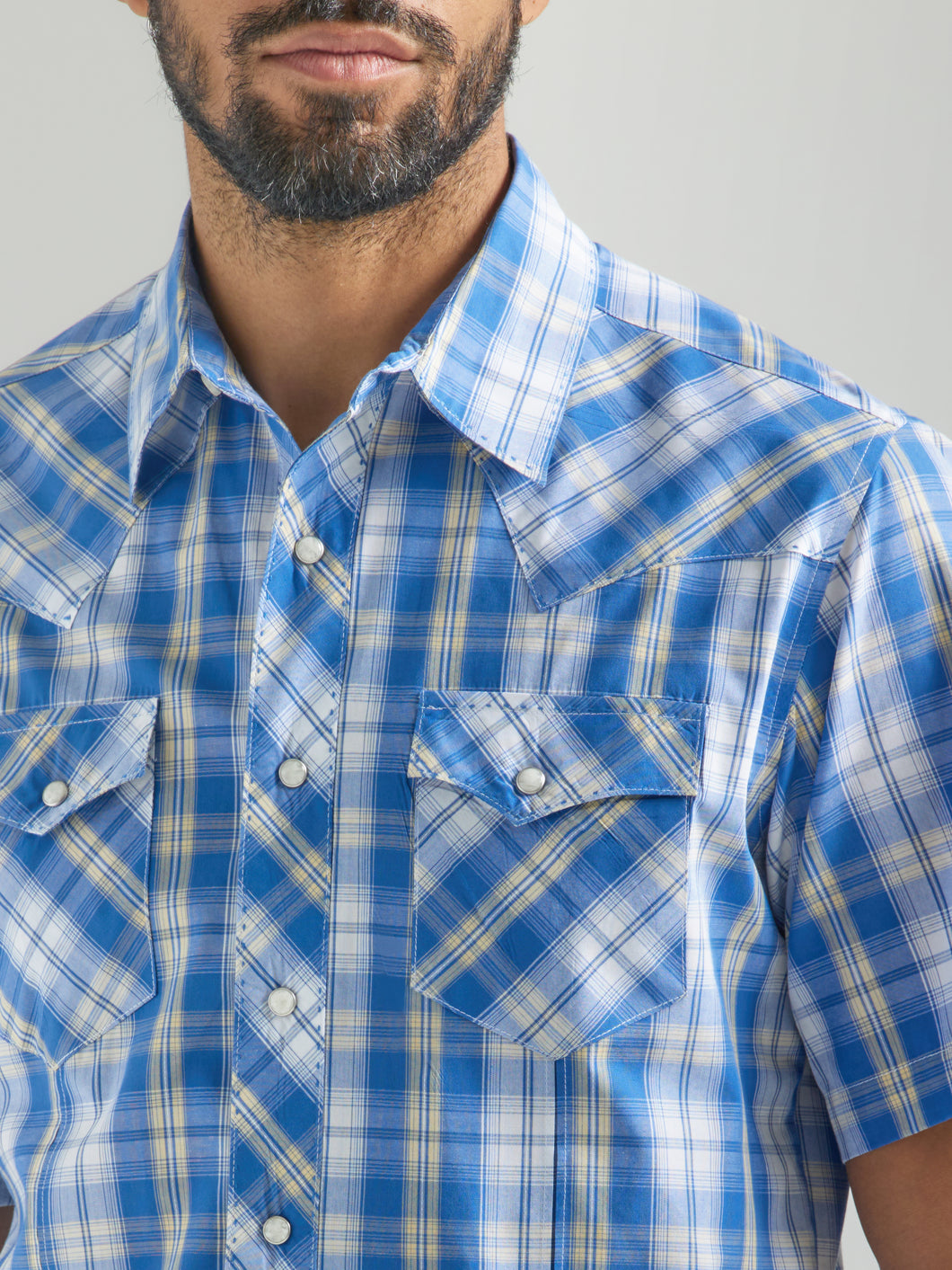Wrangler Men's Blue/White Plaid Short Sleeve Fashion Snap Western Shir –  Pard's Western Shop Inc.