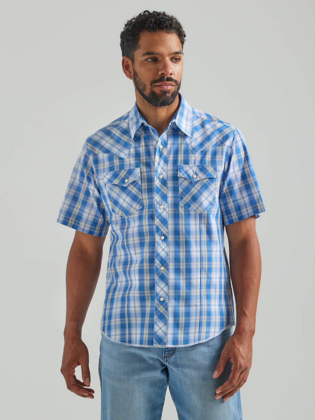 Wrangler Men's Blue/White Plaid Short Sleeve Fashion Snap Western Shir –  Pard's Western Shop Inc.