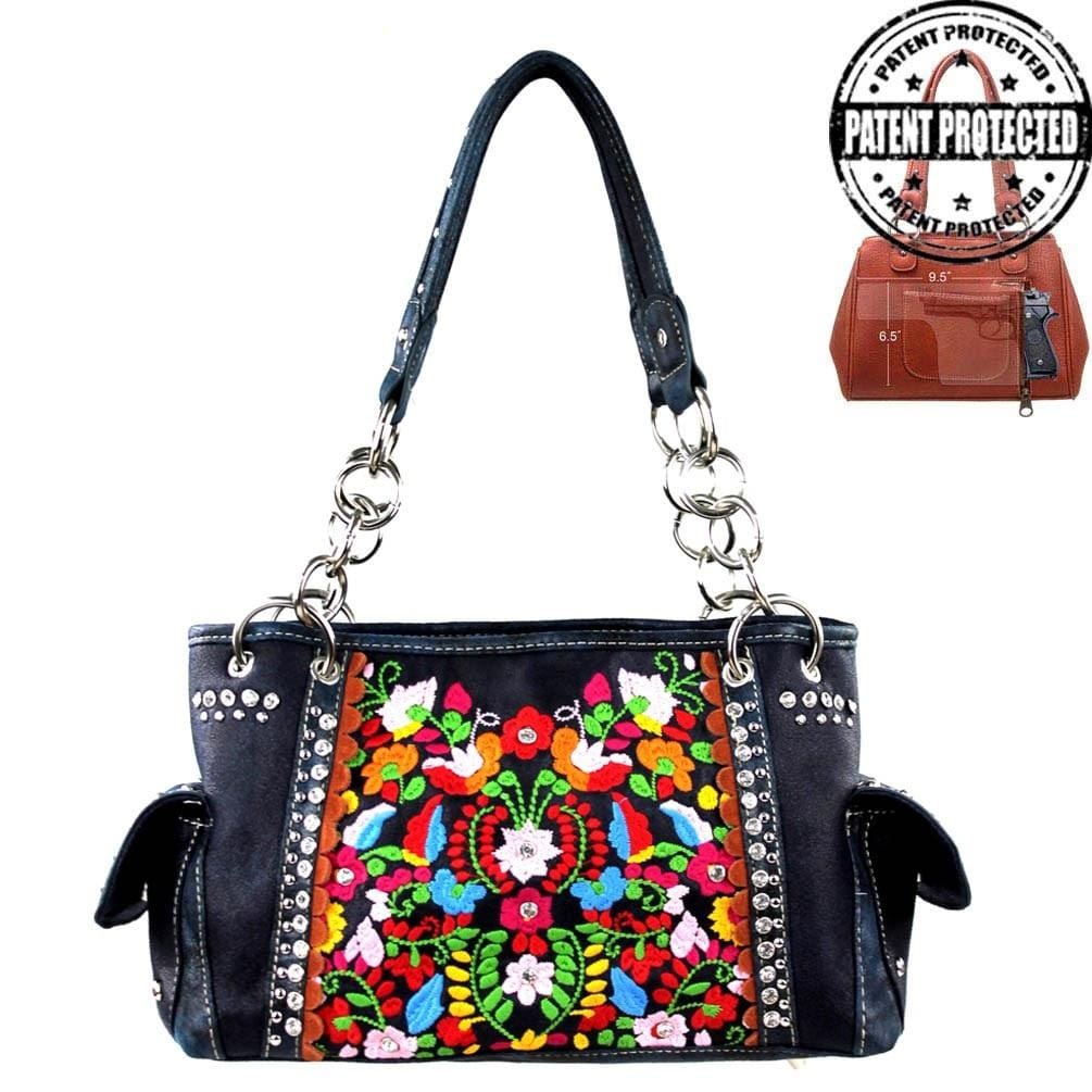 MW264G 8085 1005 NY montana west concealed carry purse floral embroidered gun handbag front view