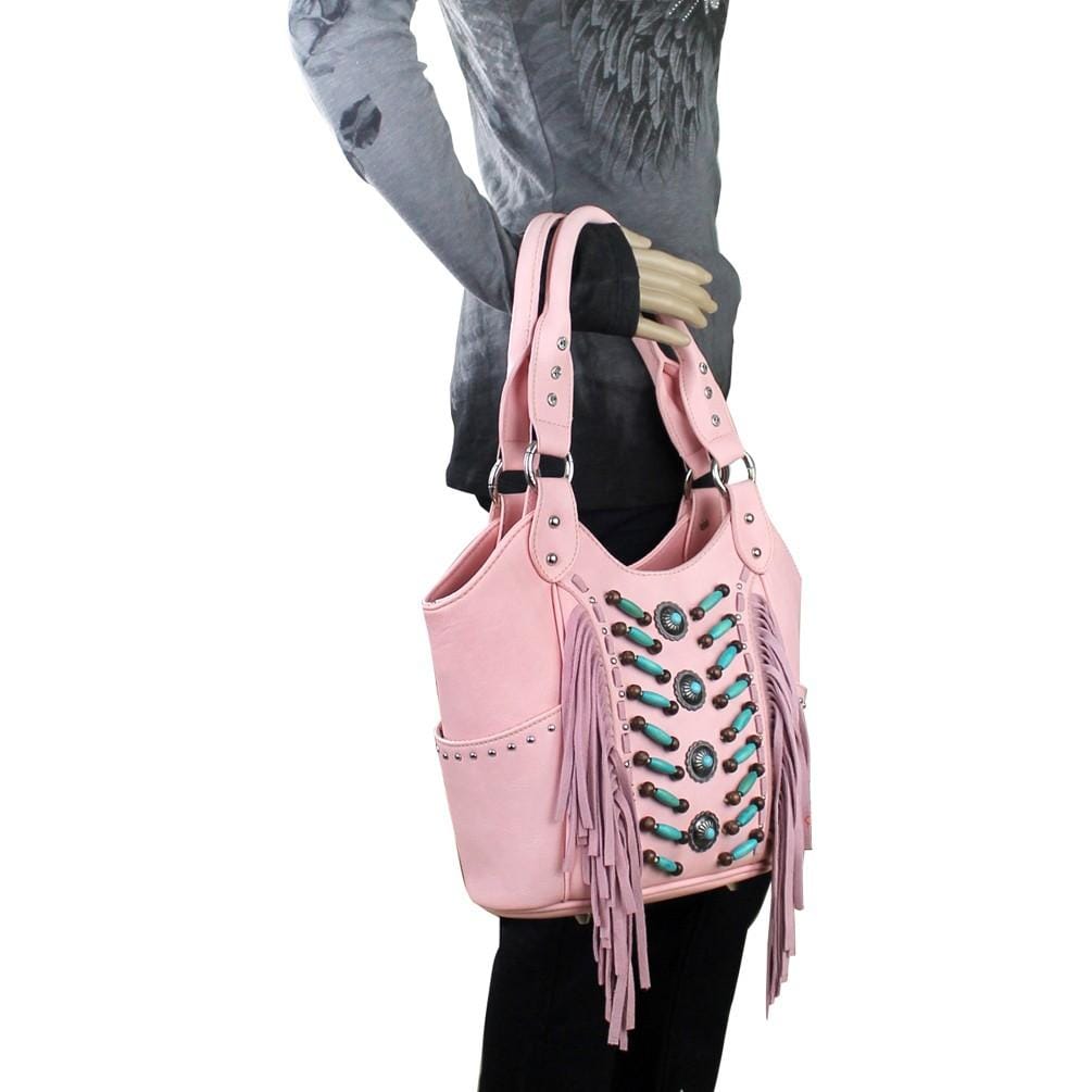 MW32G 8096 1005 PK montana west pink concealed carry fringe purse