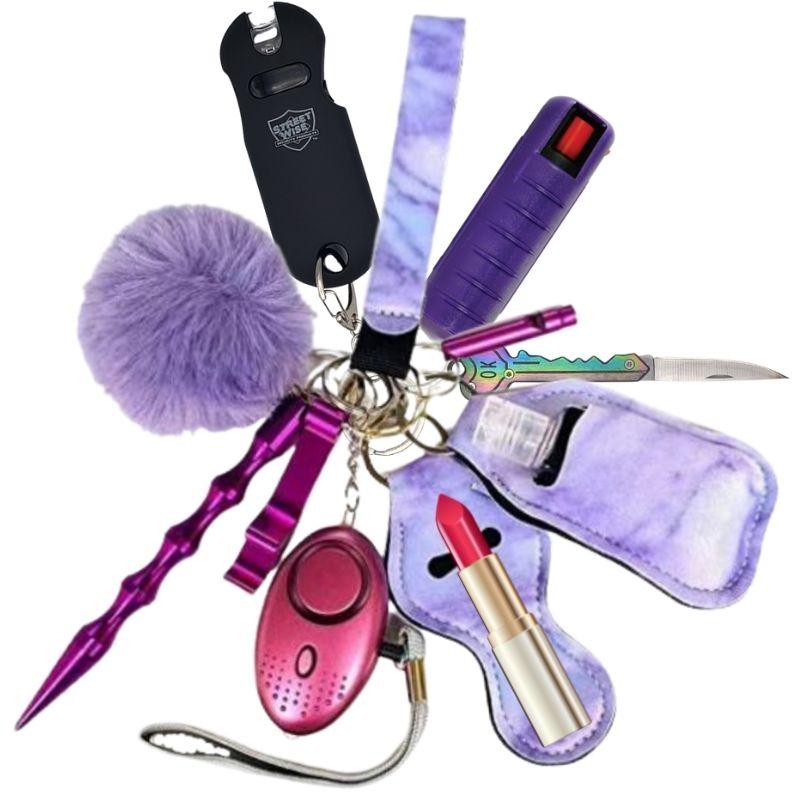 15 Piece Purple Safety Keychain