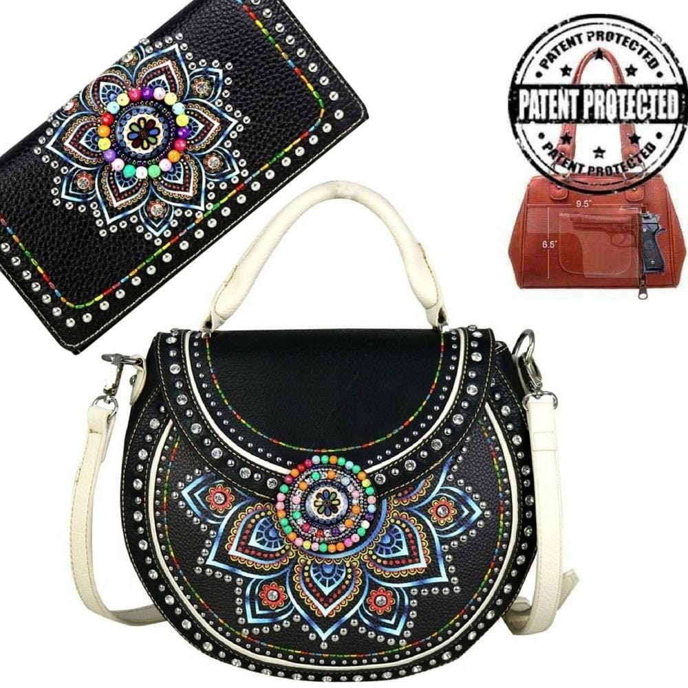 Navy Western Concealed Carry Purse And Wallet Set With Flag Embroidery -  $39.95 : Purse Obsession | Best Wholesale Handbags at the Cheapest Prices