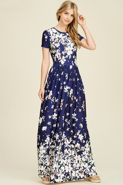 Navy Floral Ombré Short Sleeve Maxi Dress – Heavens To Betsy Boutique ...