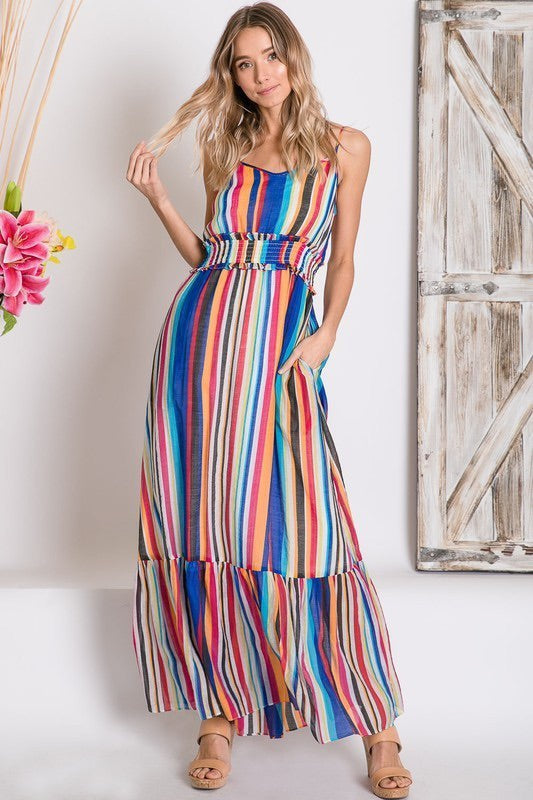 Multi Stripe Serape, Ruffle Hem Maxi – Heavens To Betsy Boutique Online