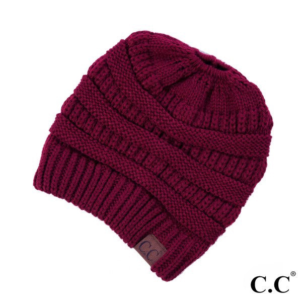 C.C. Solid Messy Bun Beanie Hat – Heavens To Betsy Boutique Online
