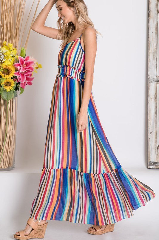 Multi Stripe Serape, Ruffle Hem Maxi – Heavens To Betsy Boutique Online