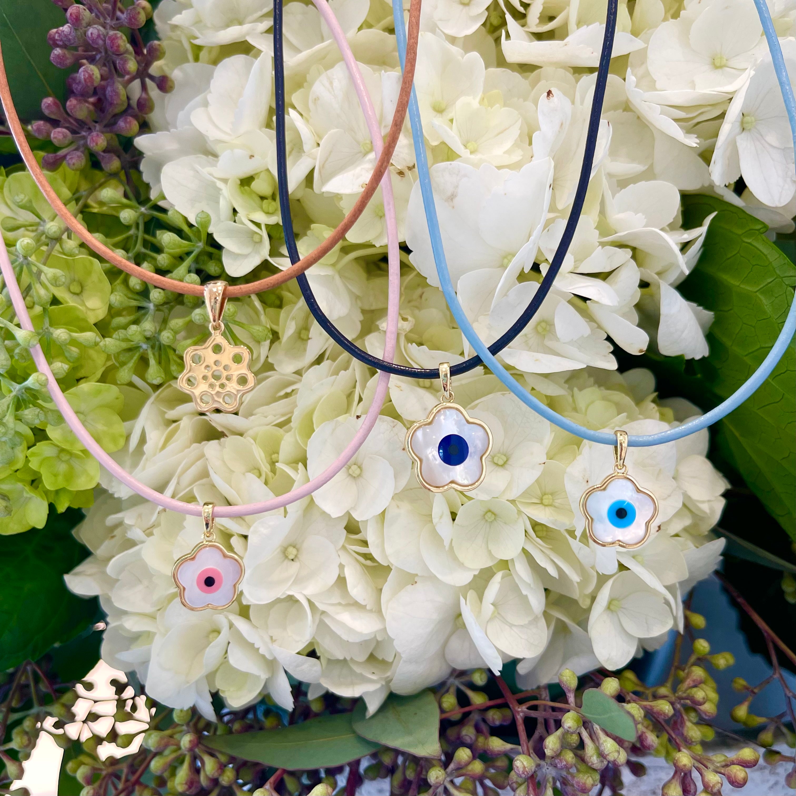 Pink Flower Evil Eye on Candy Cord