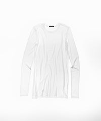 ATM Anthony Thomas Women\'s Long Melillo Neck White Sleeve Modal Crew Rib Tee 