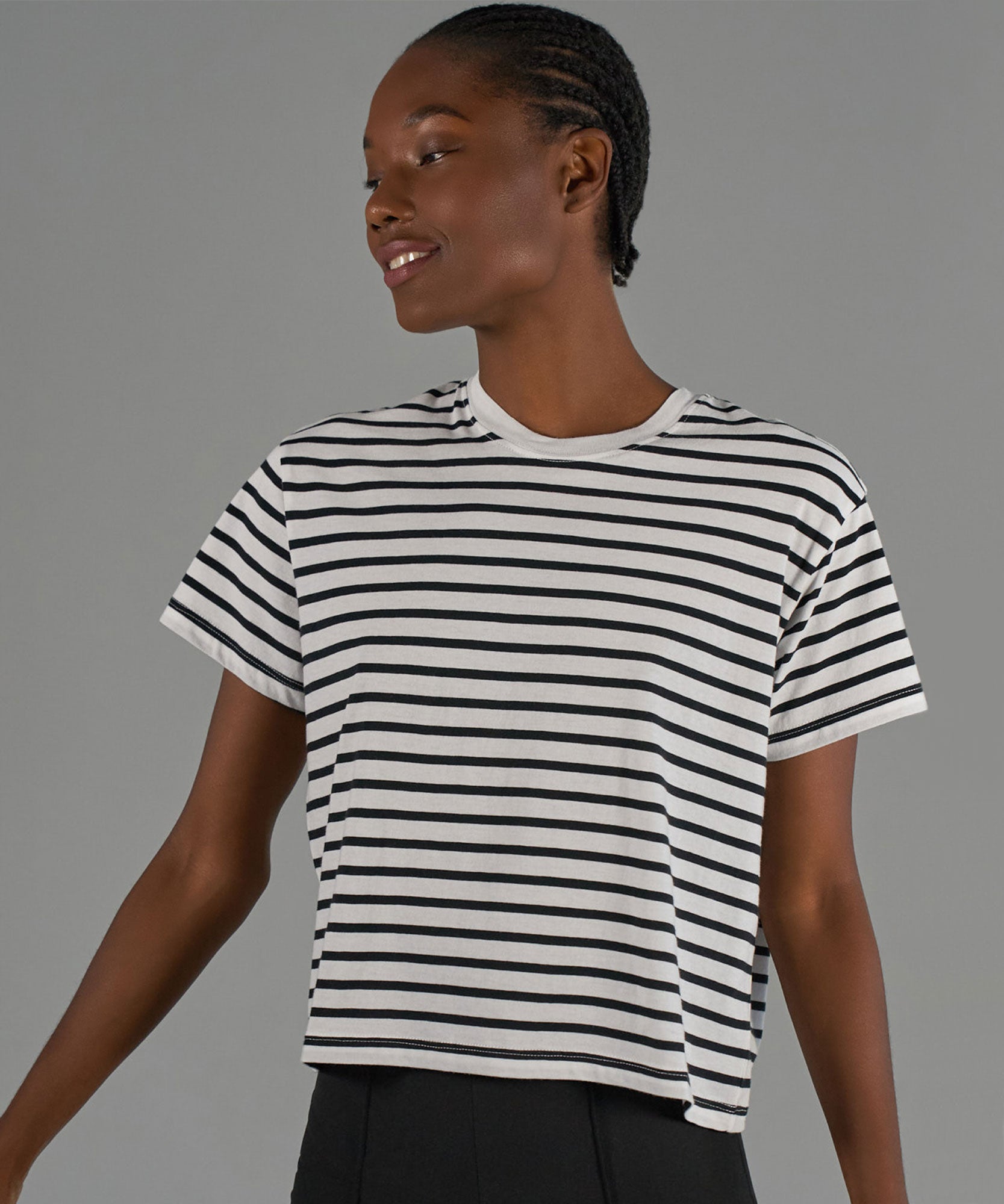 black and white striped shirt short sleeve