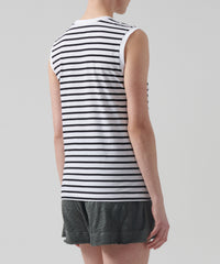 Classic Sleeveless Shirt - White Stripe