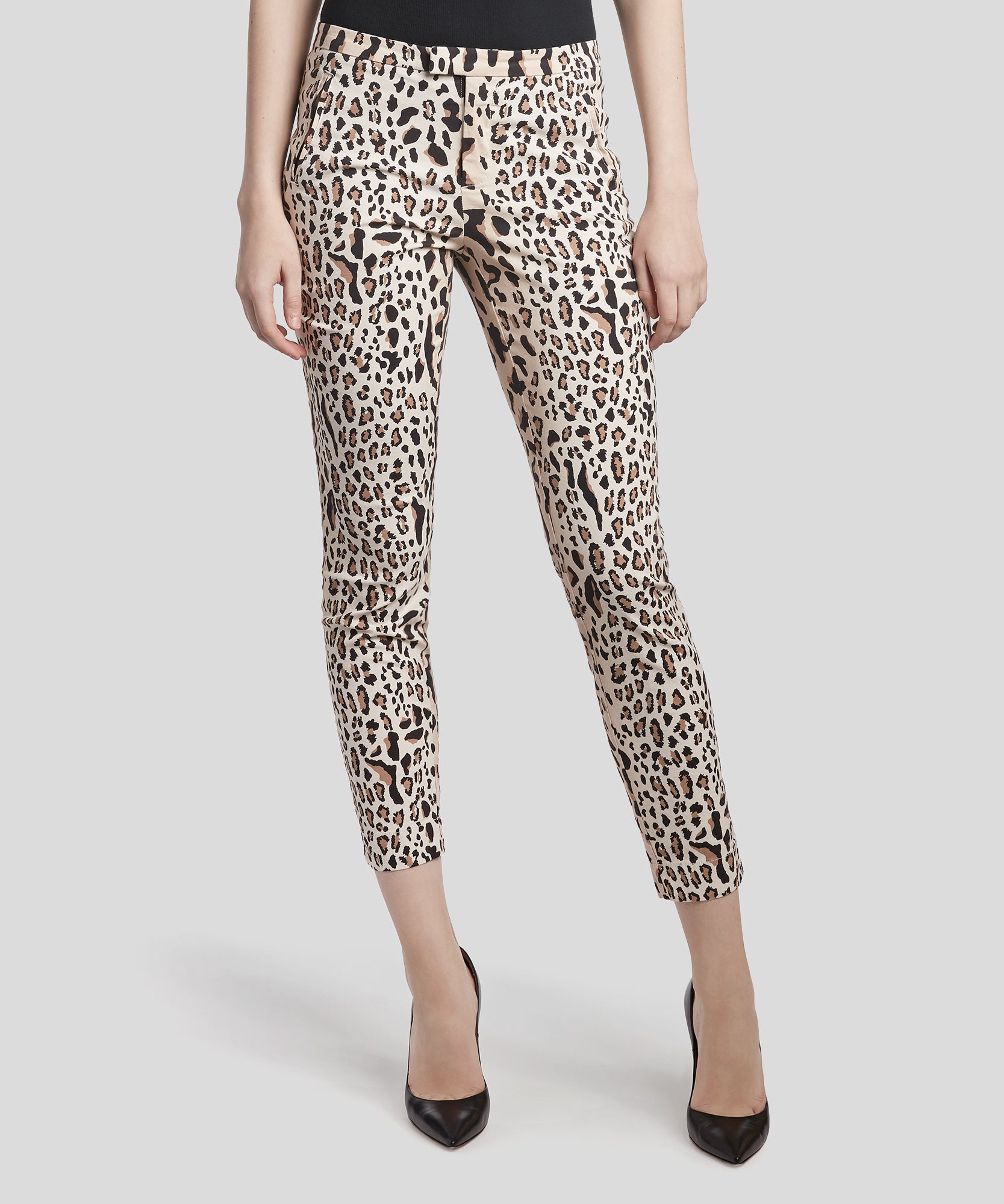 Leopard Stretch Cotton Slim Pants - Camel/ Black Combo | ATM Anthony ...