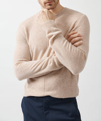 ATM Anthony Thomas Melillo Men's Recycled Cashmere Exposed Seam Crew Neck  Sweater - Caramel