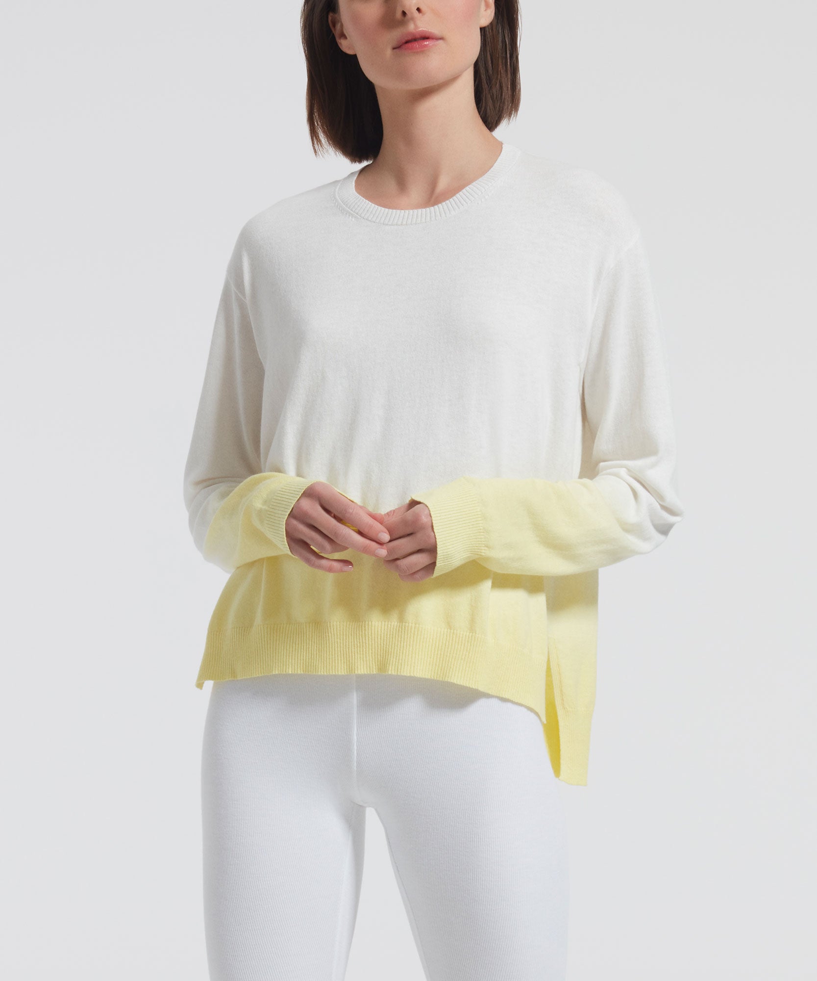 yellow crew neck sweater women's