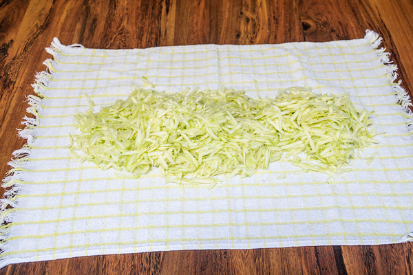 Zucchini on tea towel