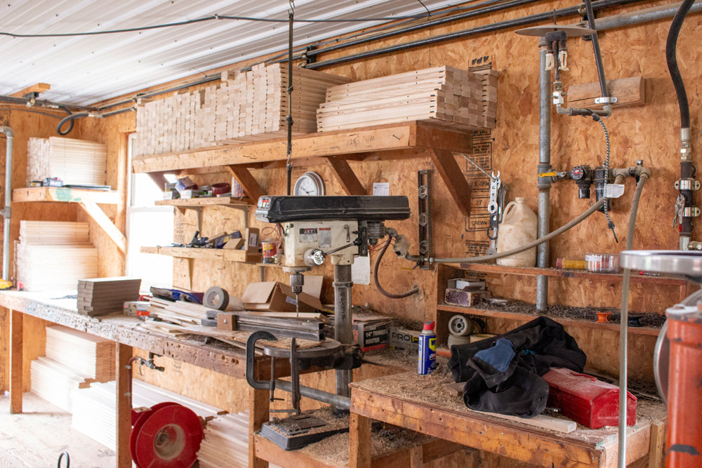 Woodshop shelves