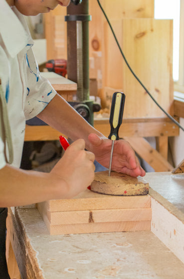 Working in woodshop