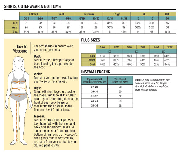 Carhartt Women's Size Chart