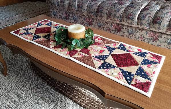 Quilted table runner on coffee table
