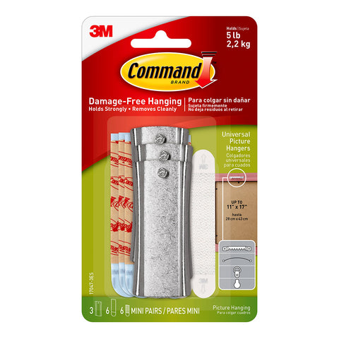 Command Large Picture Hangers, White, Damage-Free Hanging, 4 Pairs