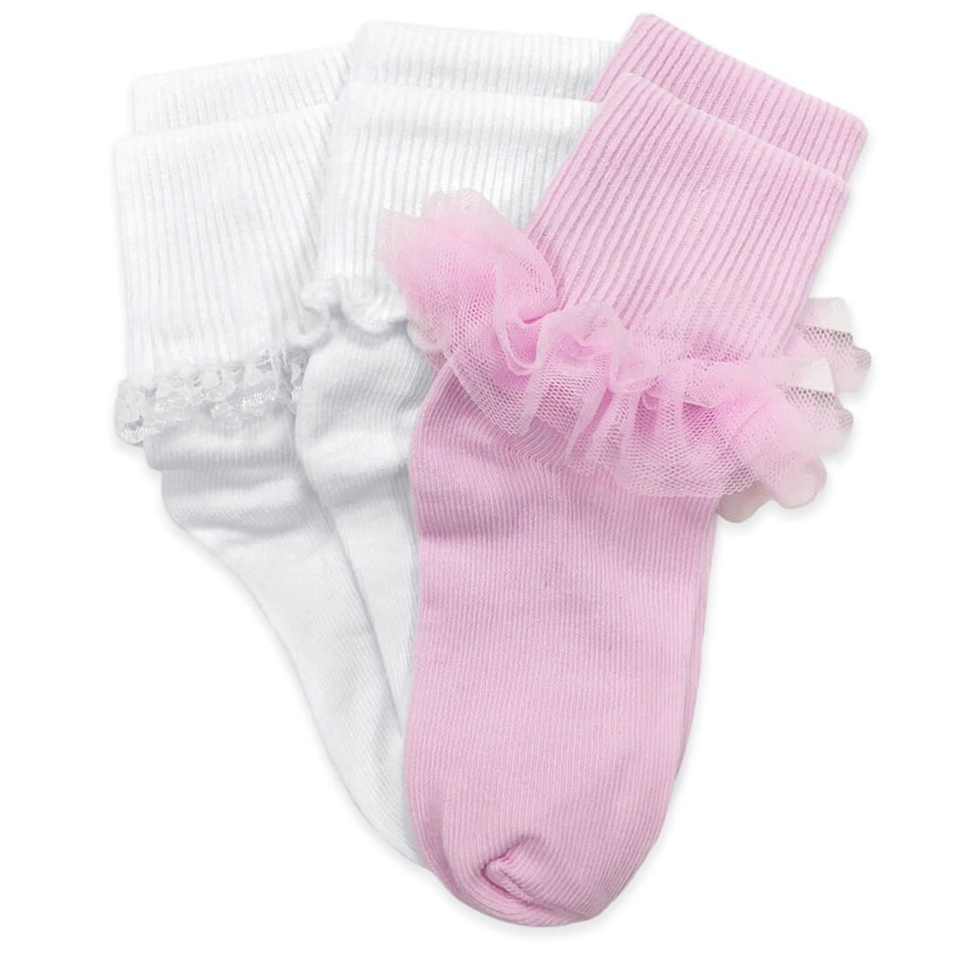 Jefferies Girls Ruffle Ripple And Lace Socks 3 Pack 2188 Goods Store Online 