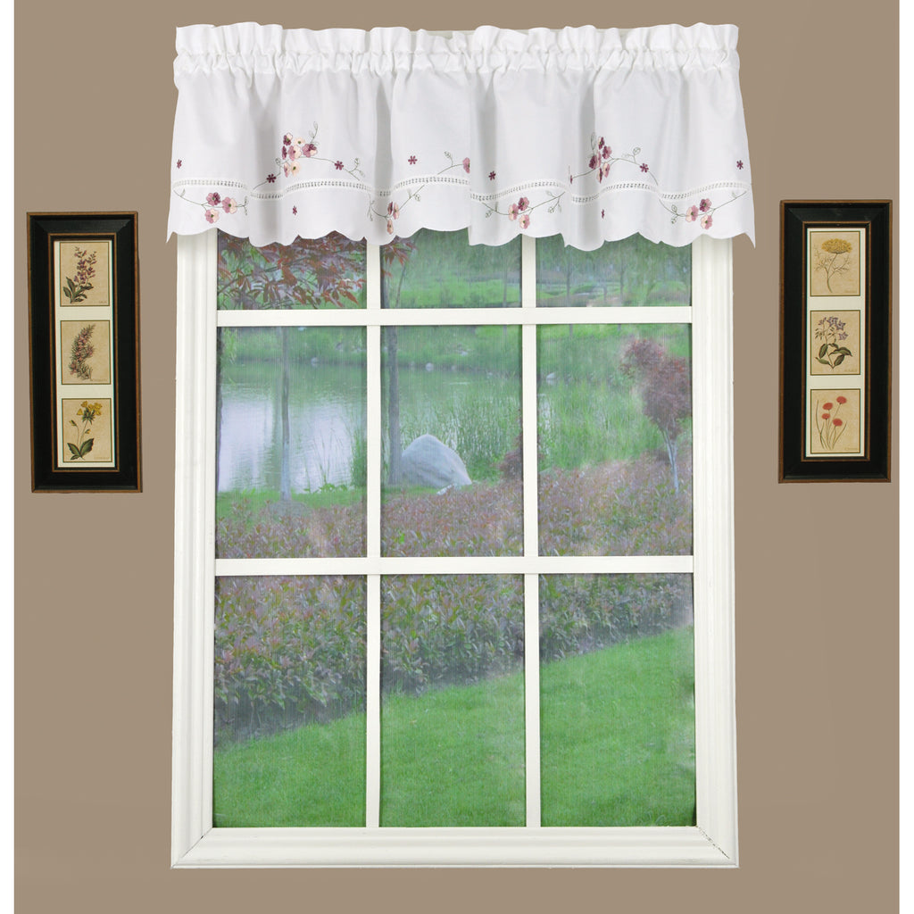 Today's Curtain Christine Curtains White with Rose Floral Accents 22 ...