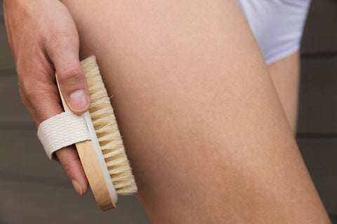 Close up of dry skin brushing