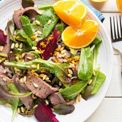 Roast Beef, Beet and Romaine Salad with Orange Vinaigrette